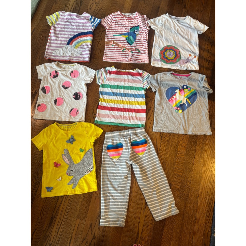 Mini Boden Girls 8pc Lot T-Shirts Pants Rainbow Animal Stripe Size 8Y 9Y Cotton